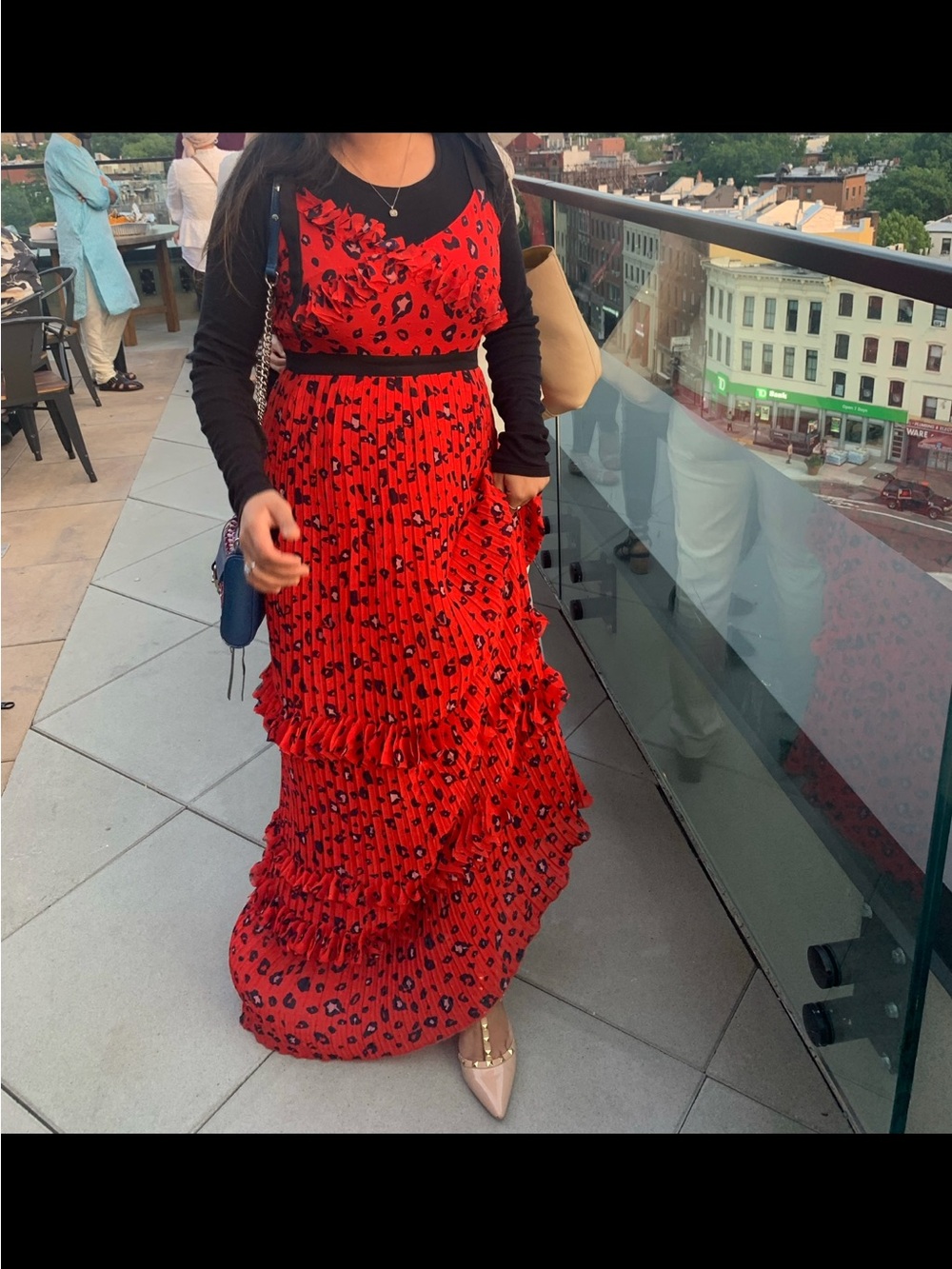 Red Leopard Print Tiered Maxi Dress